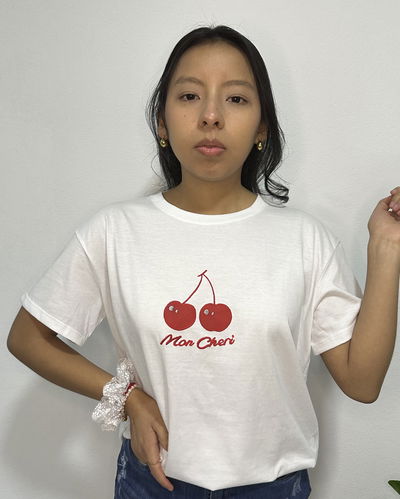 REMERA CHERRY (blanca)