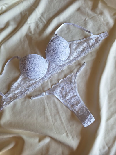 Conjunto Soft con Aro de Encaje - Blanco