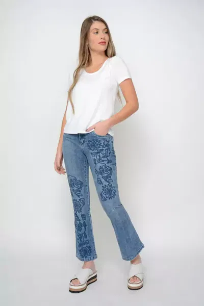Jeans Salvia bordado azul