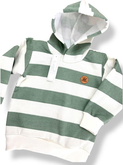 BUZO RAYADO CREMA Y VERDE