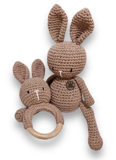 JUEGO DE CONEJITOS COLOR CHOCOLATE DE 32 CM Y 21 CM