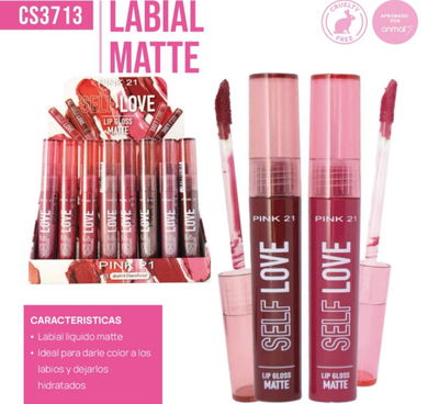 Labial lip gloss matte pink 21 