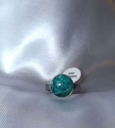 Anillo acero quirúrgico piedras colores 