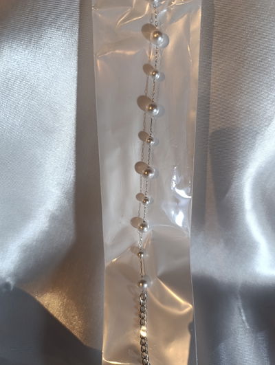 Pulsera acero quirúrgico fina con perlas 