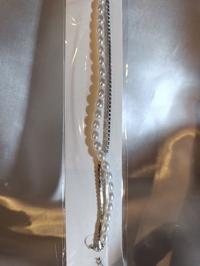 Pulsera doble con perlas y cristales