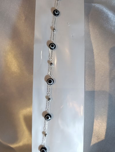 Pulsera acero quirúrgico ojo turco negro 