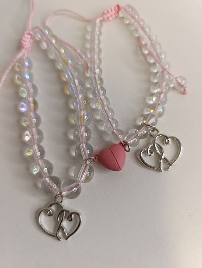 Pulsera cristal tornasol para compartir corazon imantado