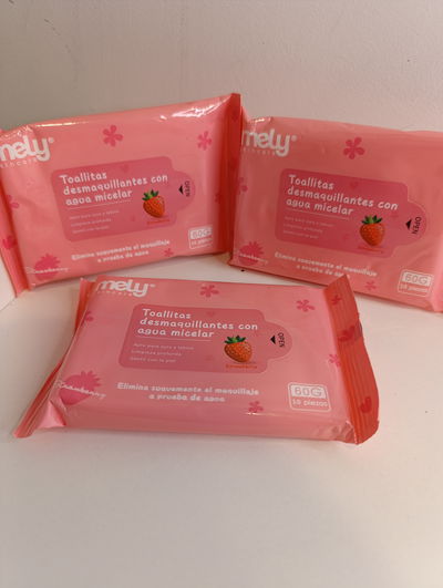 Toallitas desmaquillante con agua micelar stramberry  mely