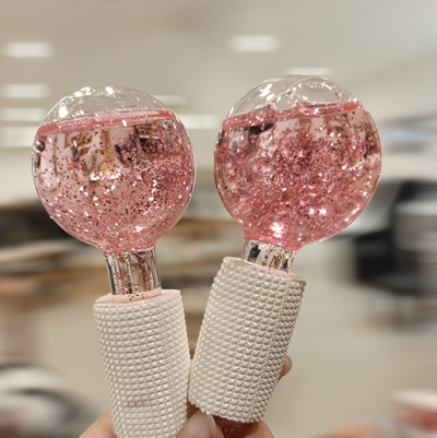 Masajeador facial frio cristal x2 c/ gliter