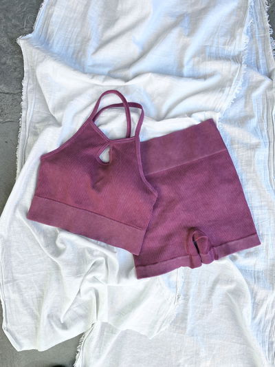 Set Top y Calza Seamless Push Up Bordo  