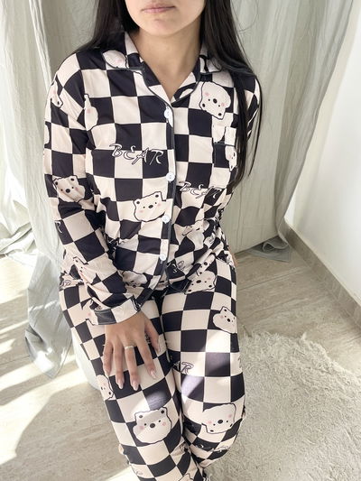 Pijama Cuadrados Negro