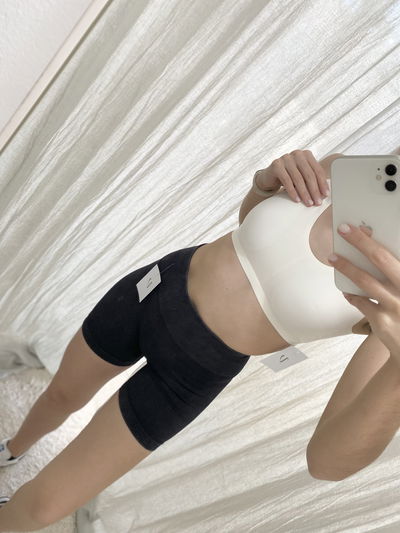 Calza Corta Con frunce Prelavado Negro