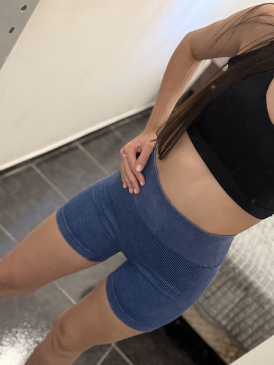 Calza Corta Bershka (Con Frunce) Azul Francia