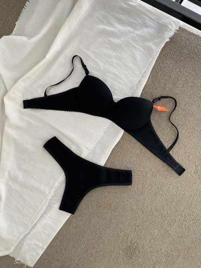 Conjunto Negro Tasa Soft Algodón #1011