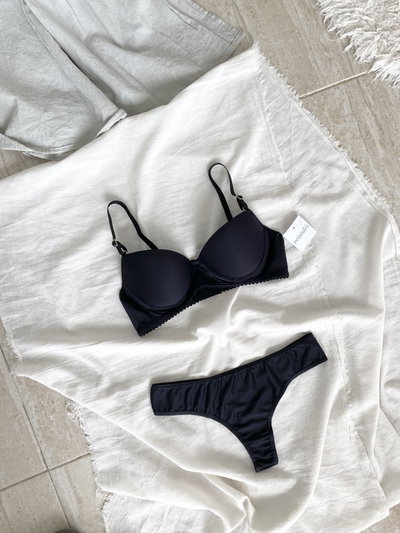 Conjunto Negro Tasa Soft Microfibra Con Aro #1002