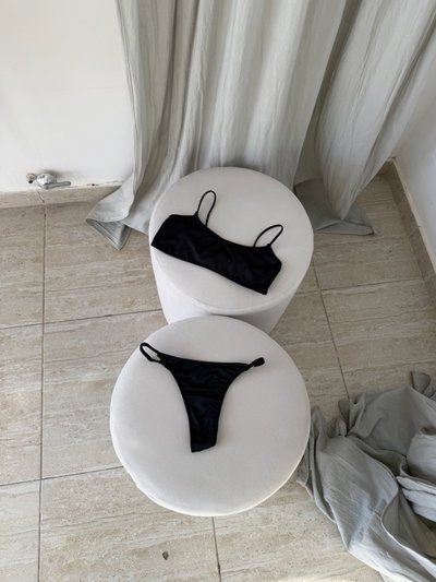 Conjunto Cala Microfibra Top Negro