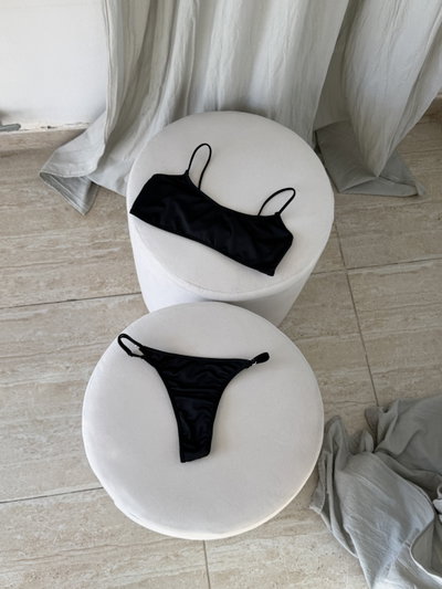 Conjunto Cala Microfibra Top Negro