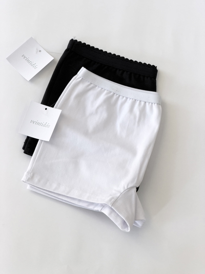 Boxer Mujer Tiro Bajo Blanco y Negro POR UNIDAD
