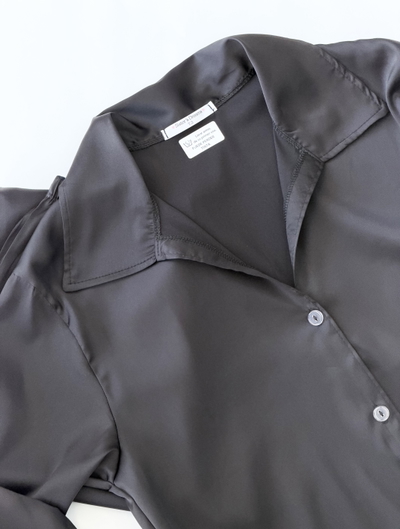 Pijama Camisero de Seda Negro 