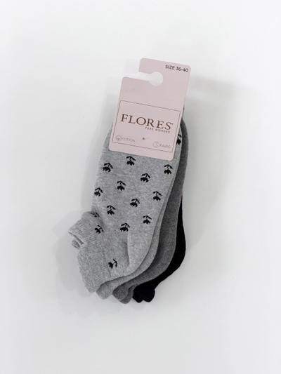 PACK X3 CALCETÍN ESTAMPAS “ FLORES “ TOBILLERO EXTRA CORTO 