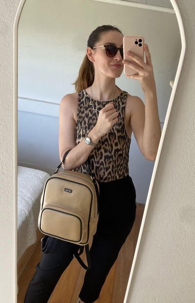 Mini Mochila Mila - Beige & Negro 