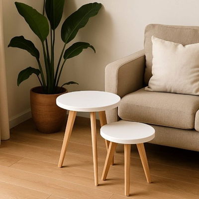 COMBO X2 MESAS RATONAS TAPA BLANCA