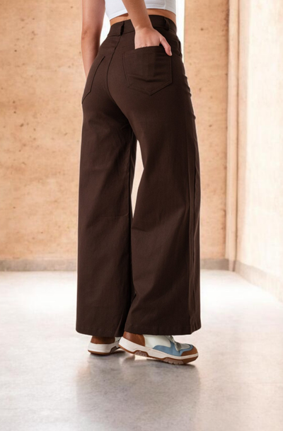 Pantalón wide leg gabardina 