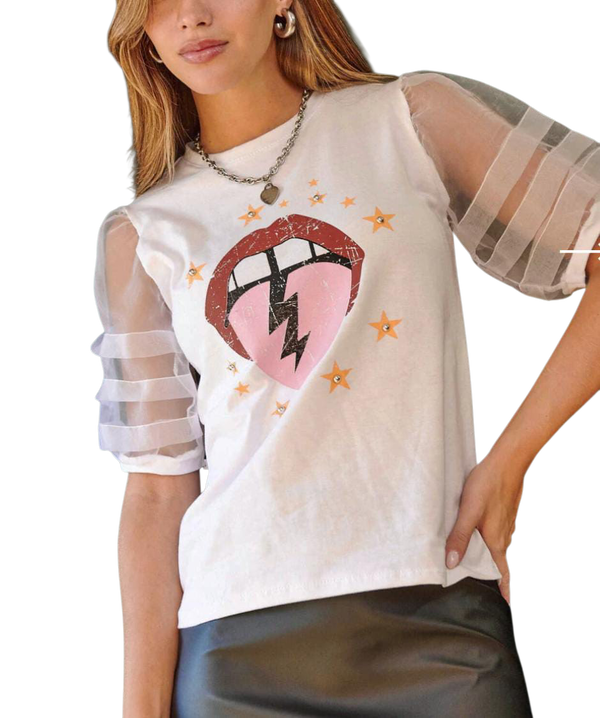 Remera algodón tul