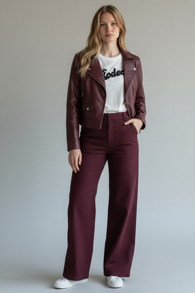 Pantalón wide leg gabardina 