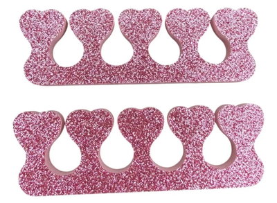 Separador De Dedos De Goma Rosa Glitter Pack X2 Unidades