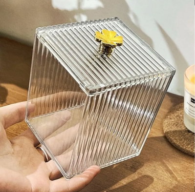 Caja Organizadora Acrílica Con Tapa Para Hisopos Transparent