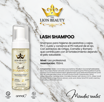 Lash shampoo Lion Beauty 150ml NO INCLUYE DESCUENTO 