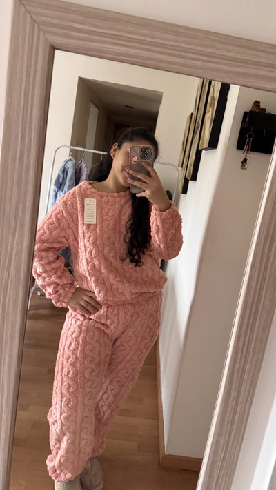 Pijama trenzado rosa