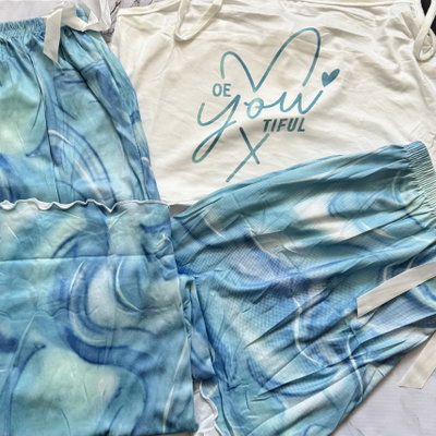 Pijamas 3 piezas celeste