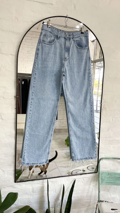 Wide leg celeste - tiro alto -  talles 34 al 44