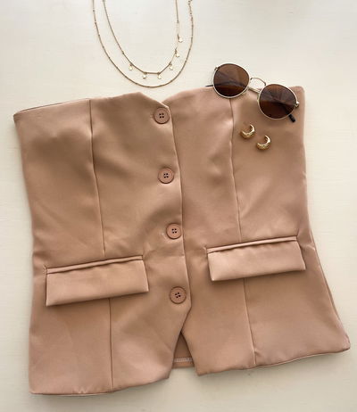 Chaleco sastrero strapless - beige M