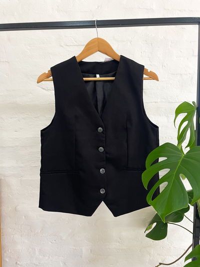 Chaleco de lino - negro M