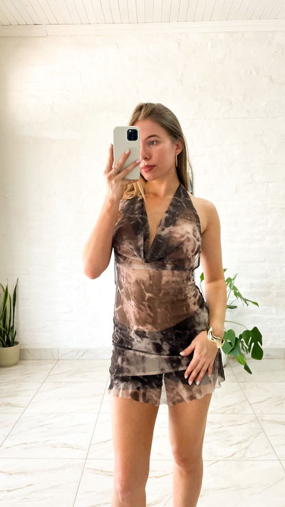 Vestido microtul estampado  - S