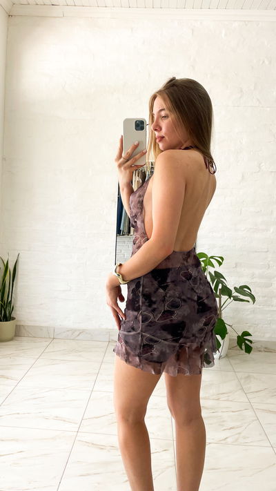 Vestido microtul estampado  - S