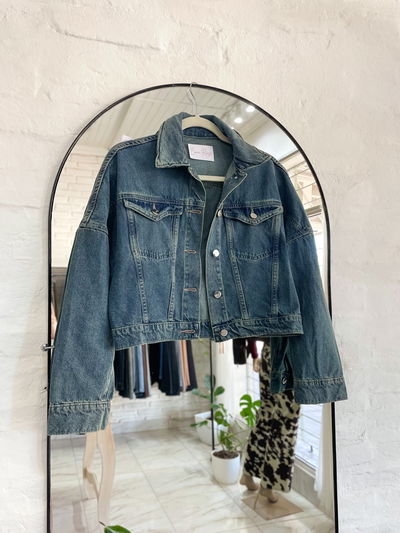 Campera de jeans - gris (talle S)