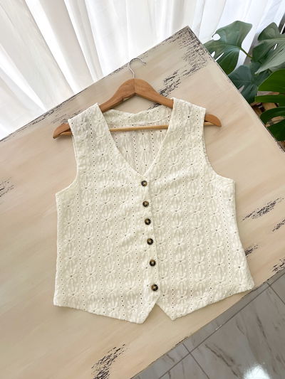 Chaleco broderie - blanco