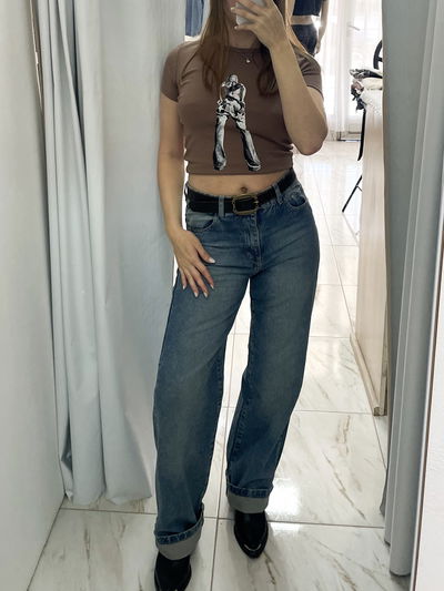 Jeans rigido y recto - tiro alto