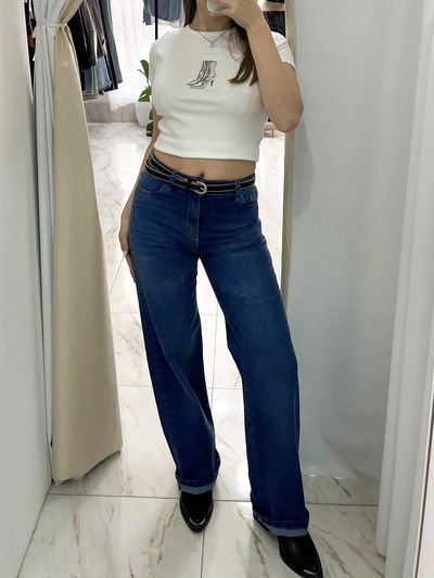 Jeans azul Elastizado y recto - tiro alto