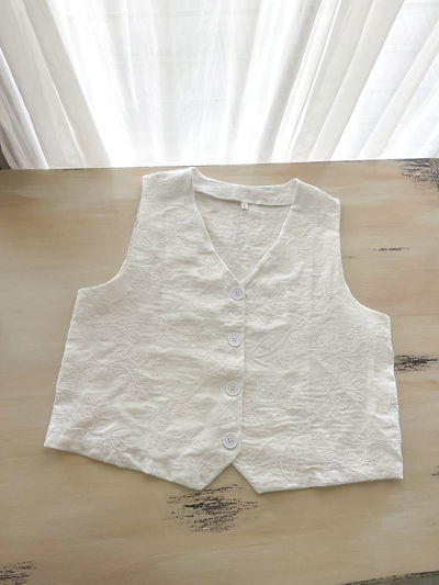 Chaleco bordado - blanco L