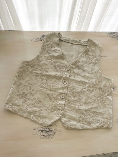 Chaleco bordado - beige L