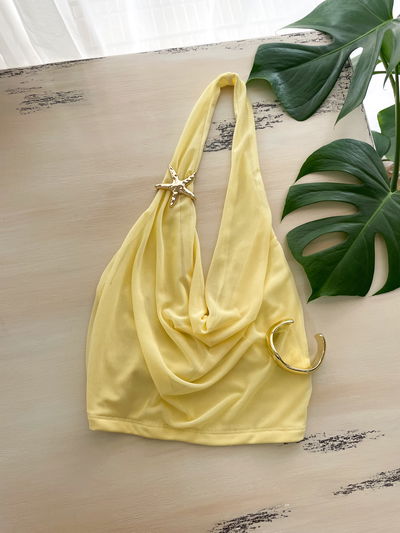 Top escote buche con aplique 