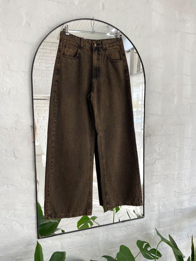 Wide leg óxido chocolate - tiro alto - talle 38