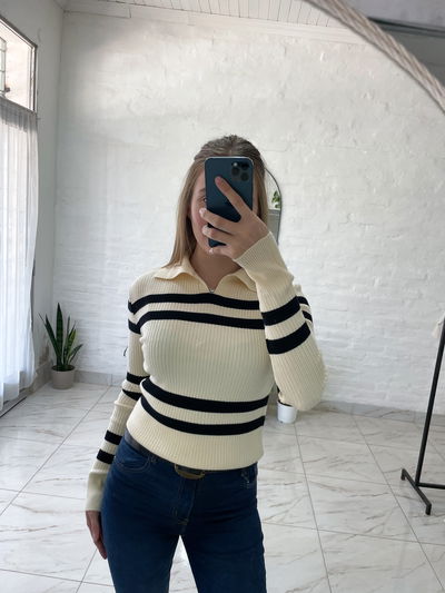 Suéter chomba con rayas-talle S/M