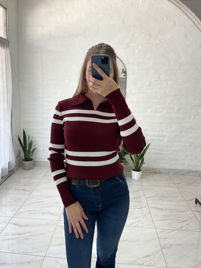 Suéter chomba con rayas-talle S/M
