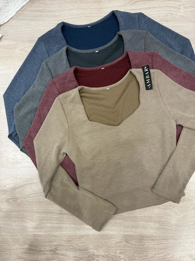 Remera de morley escote espejo jaspeado